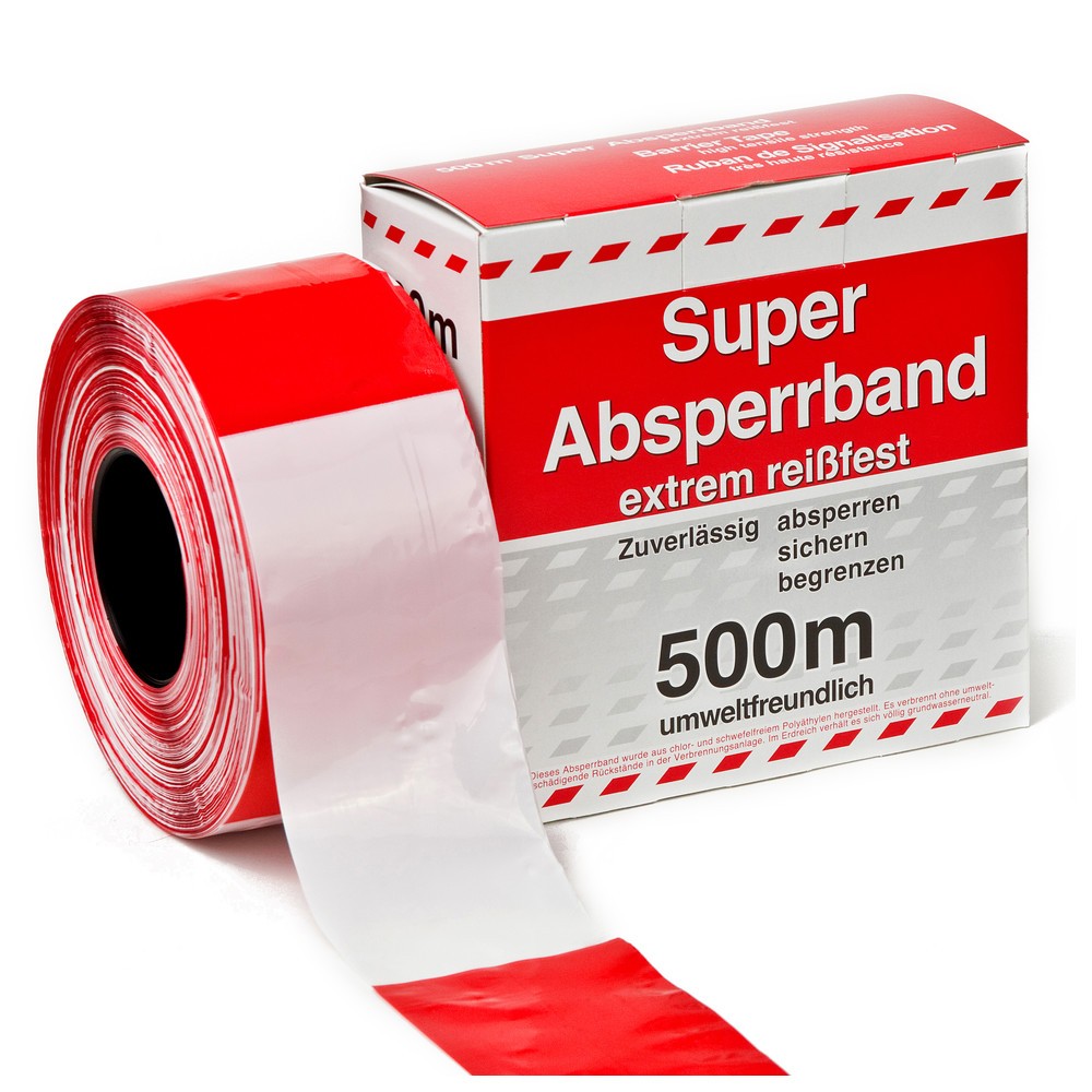 MEIERtec Absperrband ohne Aufdruck | Farbe: Rot / Weiß | Rolle: 100 m