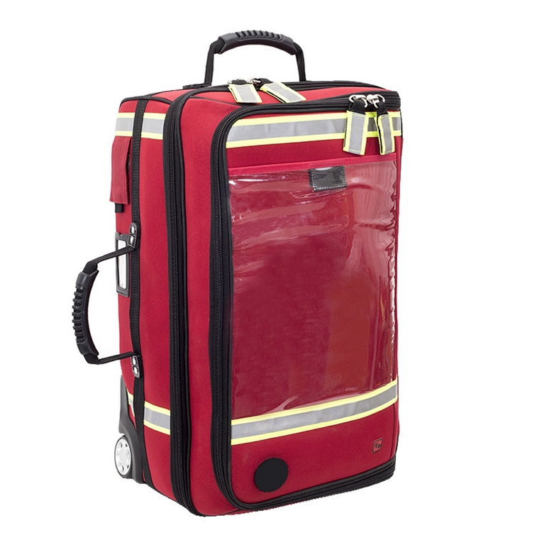 ELITE BAGS® EMERAIR`S TROLLEY Beatmungskoffer mit Trolley-System | Farbe. Rot