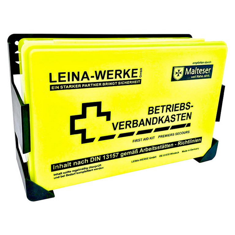 LEINA WERKE Betriebsverbandkasten Klein | DIN 13157 | Farbe: Neongelb