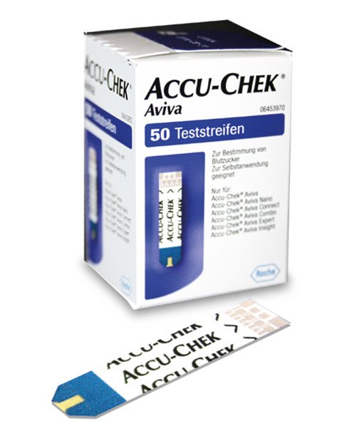 ROCHE Accu-Chek® Aviva Teststreifen | plasmakalibriert | Packung mit 50 Stück