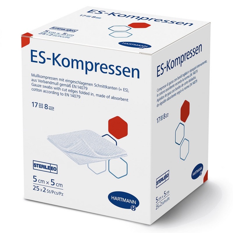 Hartmann ES-Kompressen 8-fach steril | Größe: 5 x 5 cm | Packung á 25 x 2 Stück