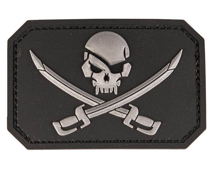 MeierMed 3D Rubberpatch | SKULL mit Schwert | Farbe: Schwarz