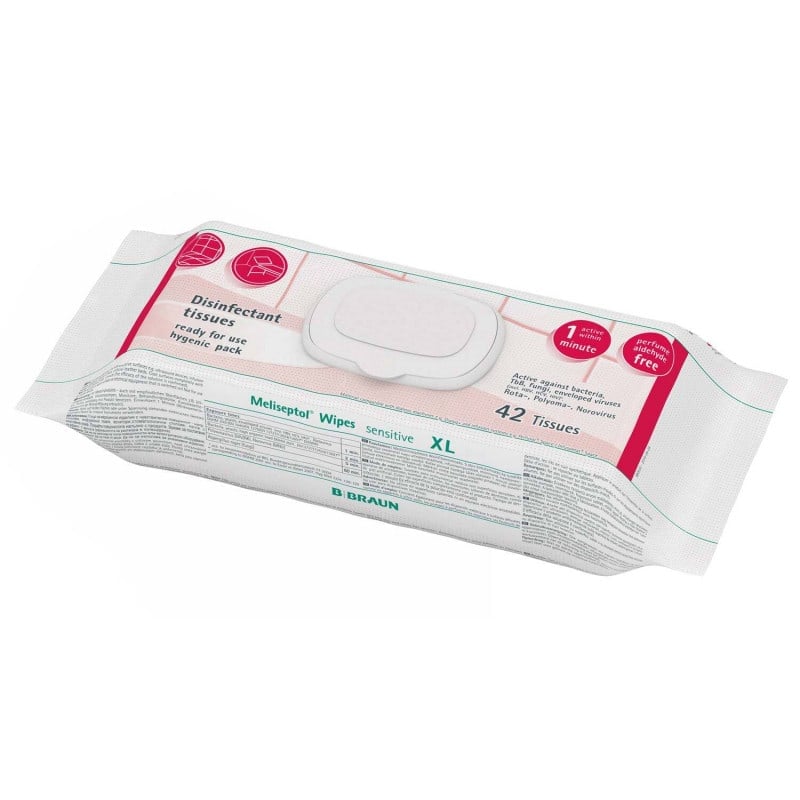 B. Braun Meliseptol® Wipes sensitive Desinfektionstücher | XL Flowpack mit 42 Tüchern