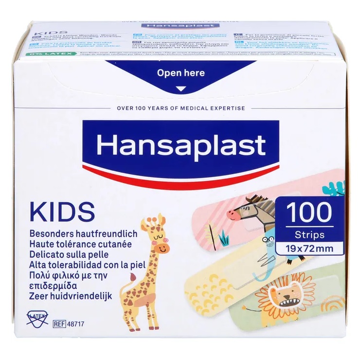 Hansaplast® Kids Pflaster / Pflasterstrips | Größe: 1,9 x 7,2 cm | Packung á 100 Stück