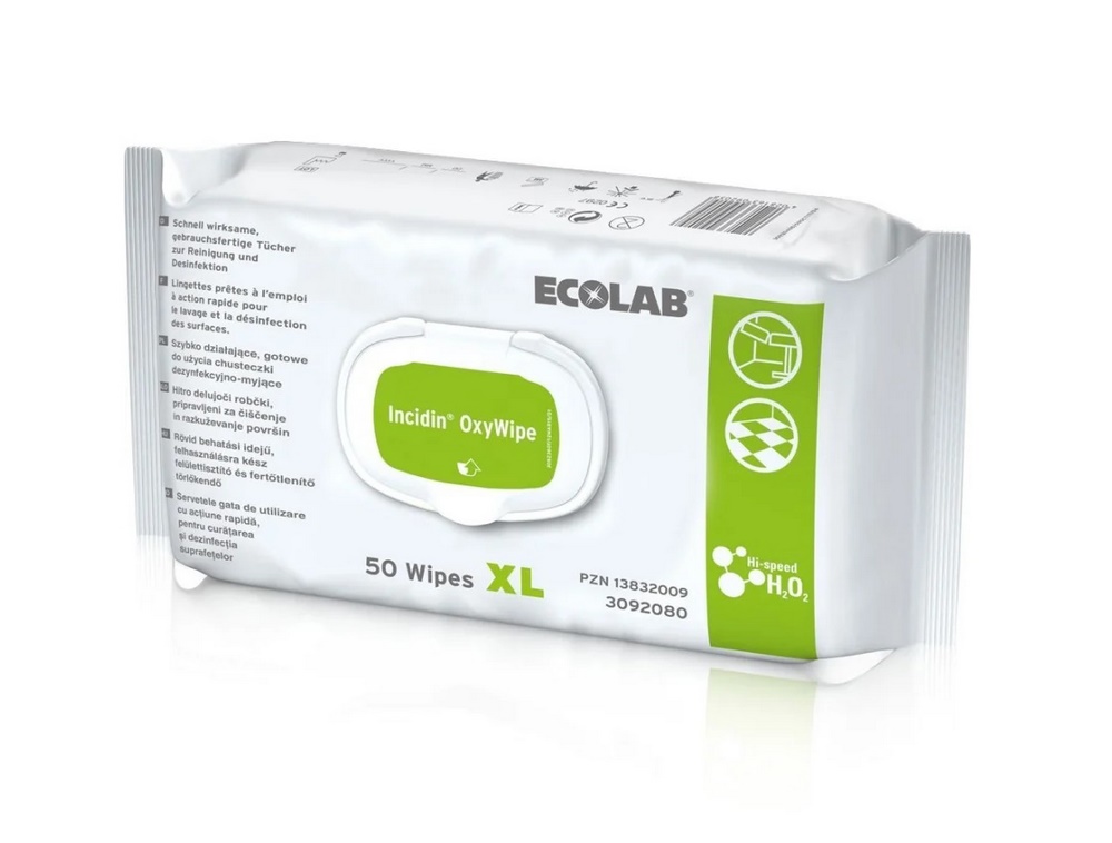 ECOLAB® Incidin™ OxyWipe XL Desinfektionstücher | Flowpack mit 50 Tücher