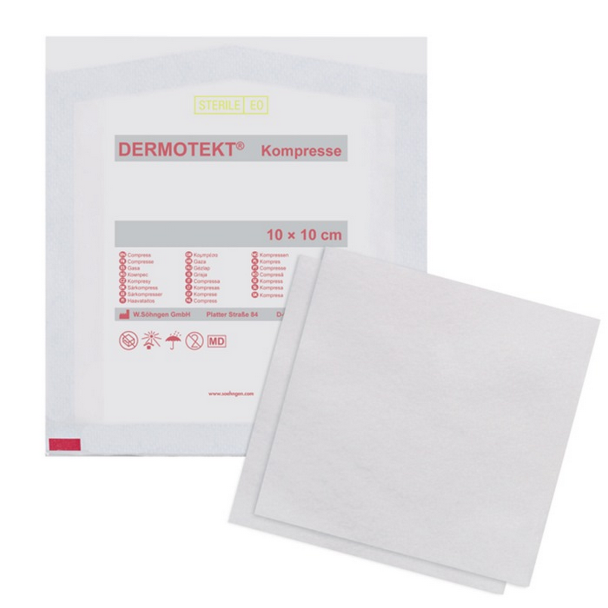 SÖHNGEN® DERMOTEKT® PES Kompresse V | Größe: 10 x 10 cm | Doppelpack