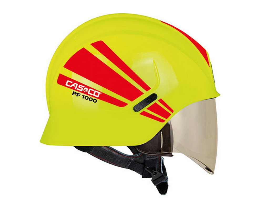 CASCO® PF 1000 EXTREM Feuerwehrhelm mit Visier PPSU | Farbe: Tagesleuchtgelb / Rot