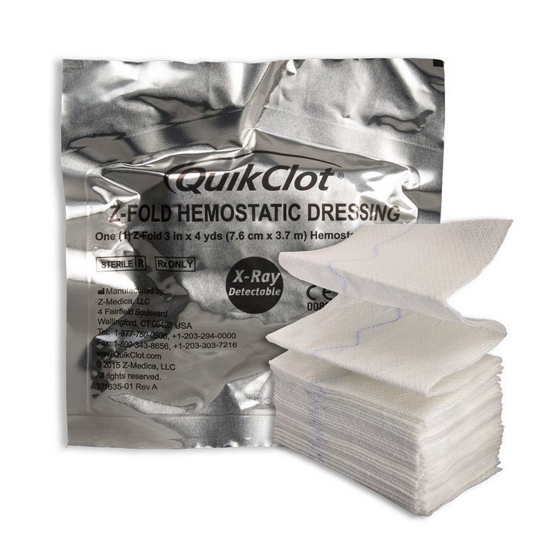 QuikClot® Hospital Z-Folded Gauze™ Hämostyptikum | Größe: 7,6 cm x 3,65 m