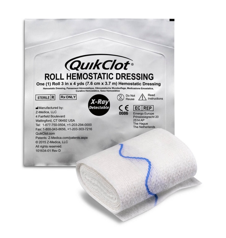 QuikClot® Hospital Roll Gauze™ Hämostyptikum | Größe: 7,6 cm x 3,65 m