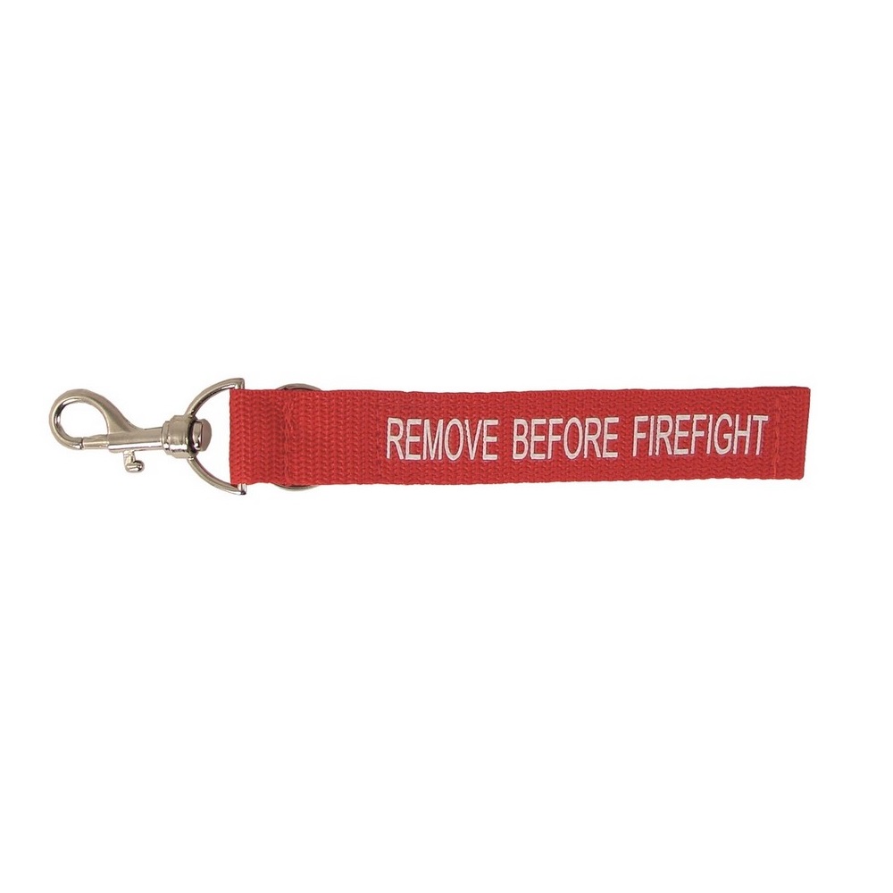 tee-uu® Anhänger mit Klett | REMOVE BEFORE FIREFIGHT | Farbe: Rot