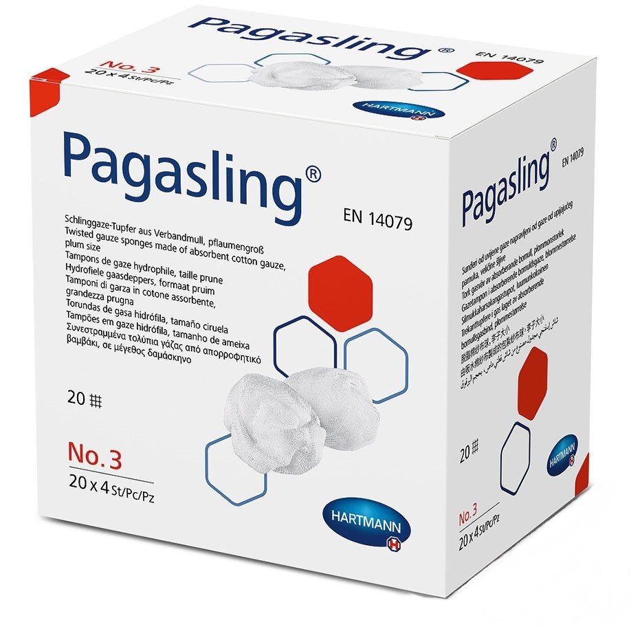 Hartmann Pagasling® Schlinggazetupfer steril | Größe: 3 pflaumengroß | Packung à 20 x 4 Stück