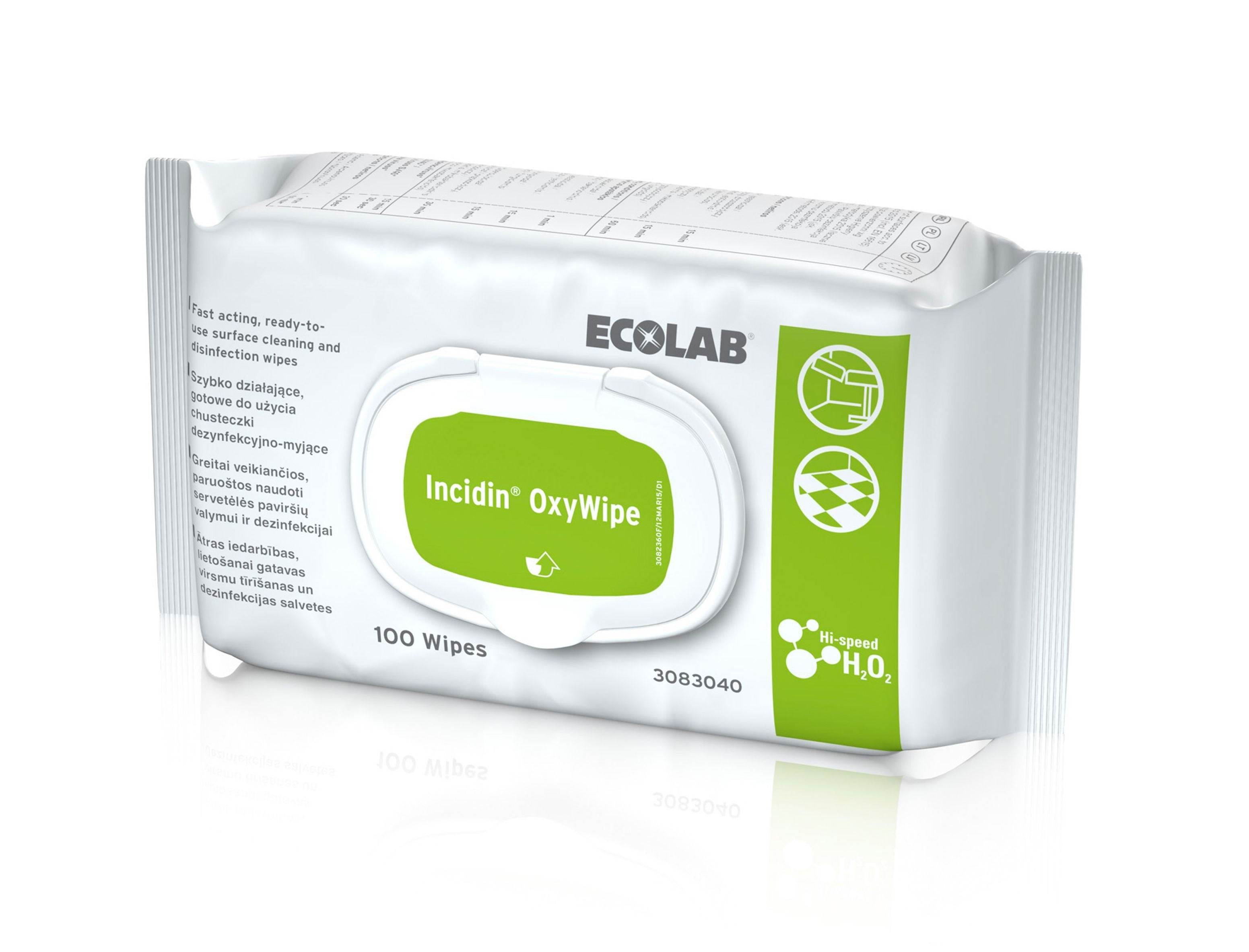 ECOLAB® Incidin™ OxyWipe Desinfektionstücher | Flowpack mit 100 Tücher