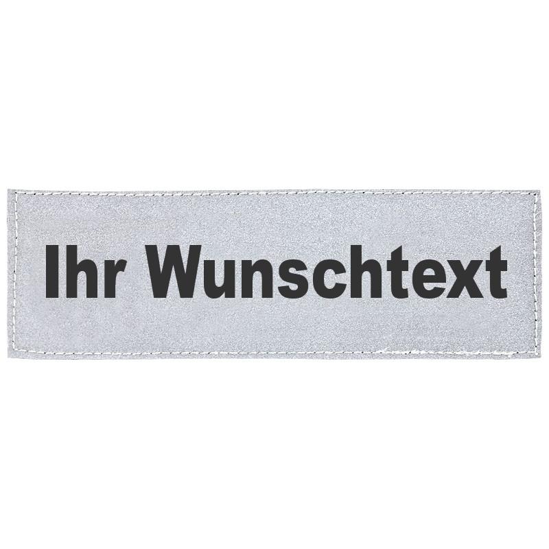 MEIERmed® Reflex-Brustschild mit Klett und Wunschtext | matt | Maße: 15 x 5 cm | Farbe: Silber