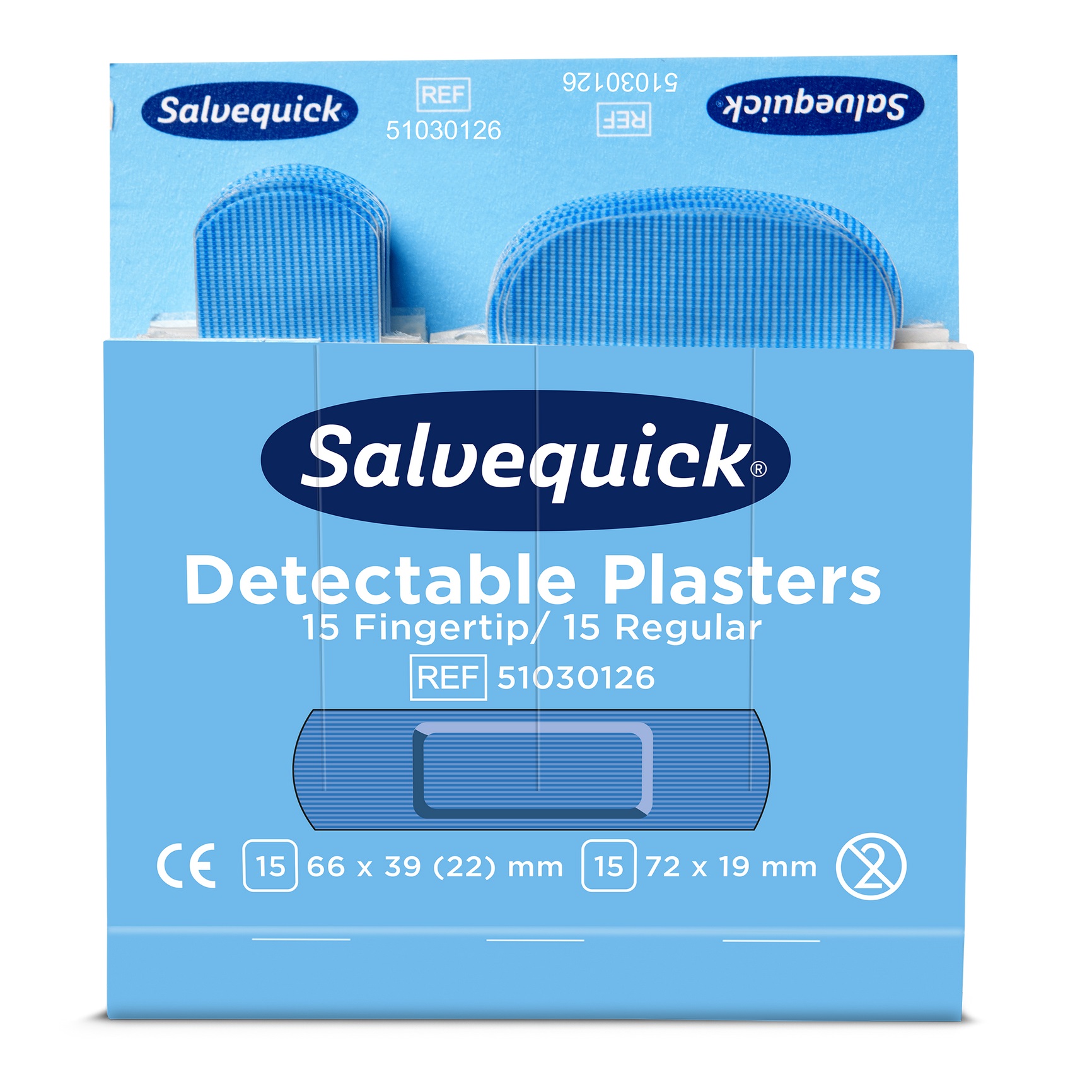 Cederroth® Salvequick® Pflasterstrips REF 51030126 | detektierbar | Refill á 30 Stück