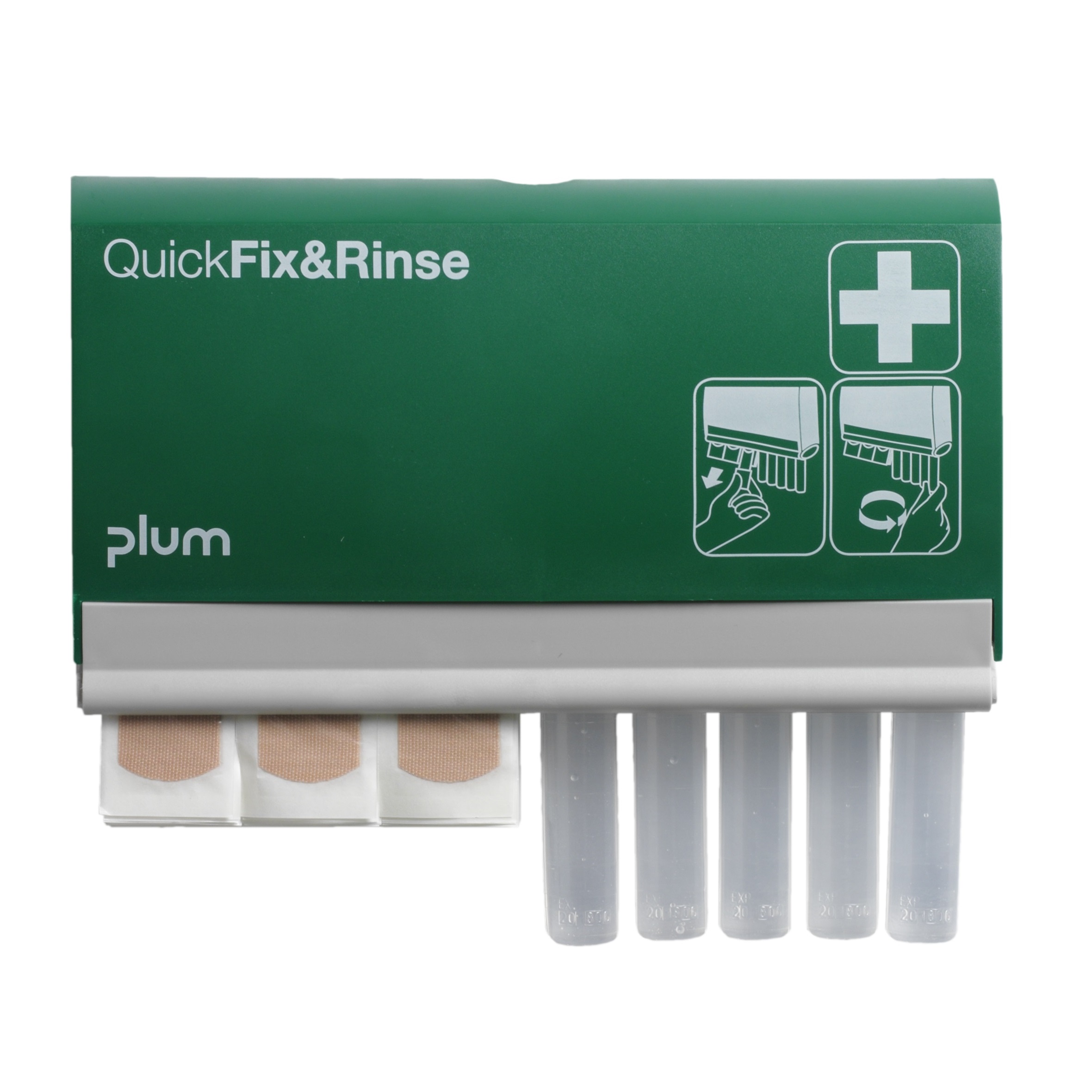 PLUM, QuickFix&Rinse Pflasterspender inkl. 1 x 45 Pflaster Elastic und 5 x Ampullen