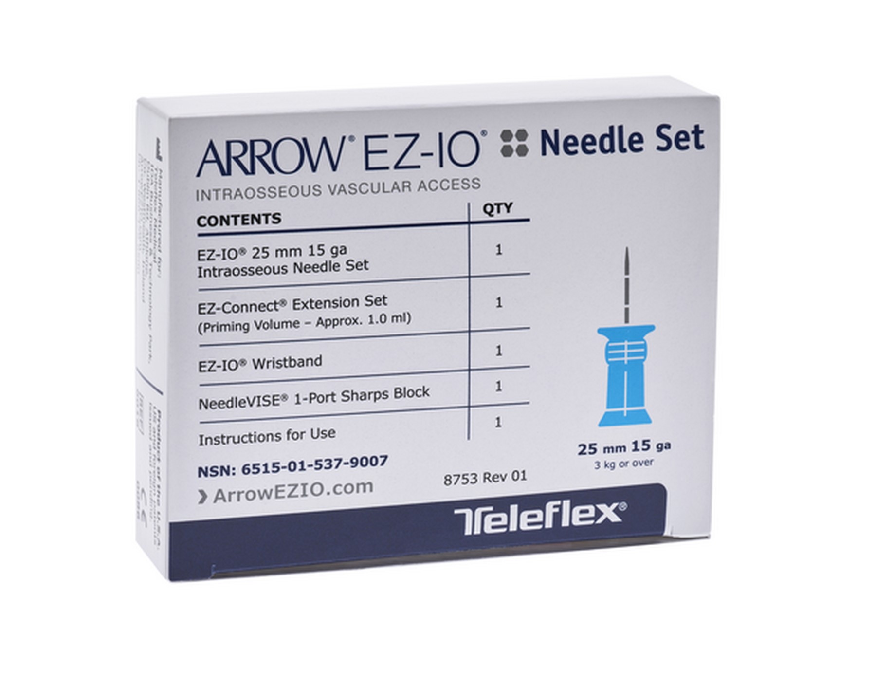 Arrow® EZ-IO® Intraossär-Nadel / Einzel-Nadel Set | Größe: 25 mm / Blau