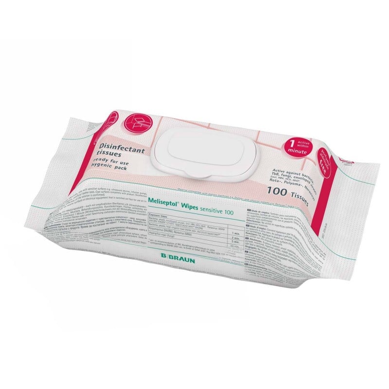 B. Braun Meliseptol® Wipes sensitive Desinfektionstücher | Flowpack mit 100 Tüchern