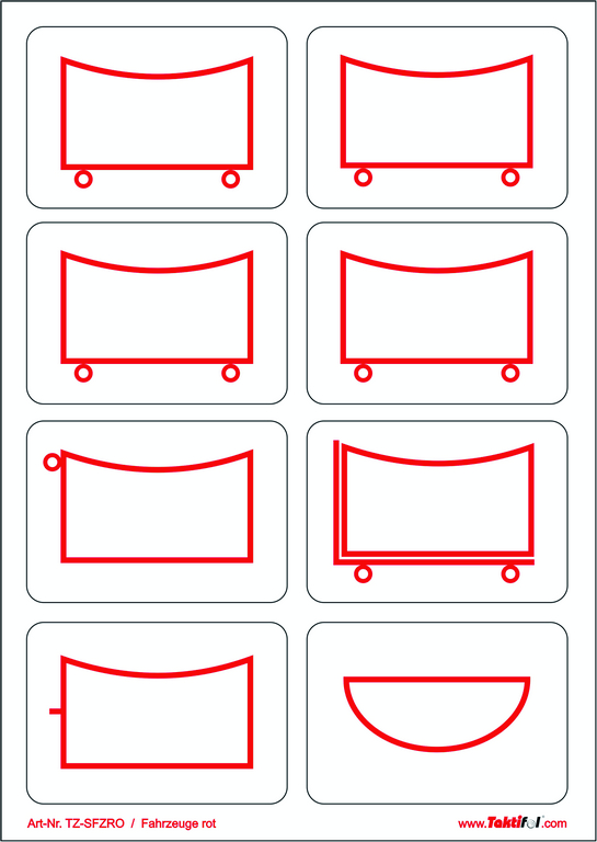 Taktifol® Haftsymbole / taktische Zeichen | Fahrzeuge | Farbe: Rot