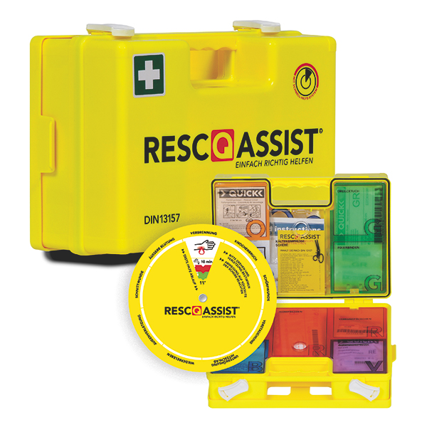 MeierMed Erste-Hilfe Verbandskoffer | RESQASSIST® Q50 mit DIN 13157 | Farbe: Tagesleuchtgelb