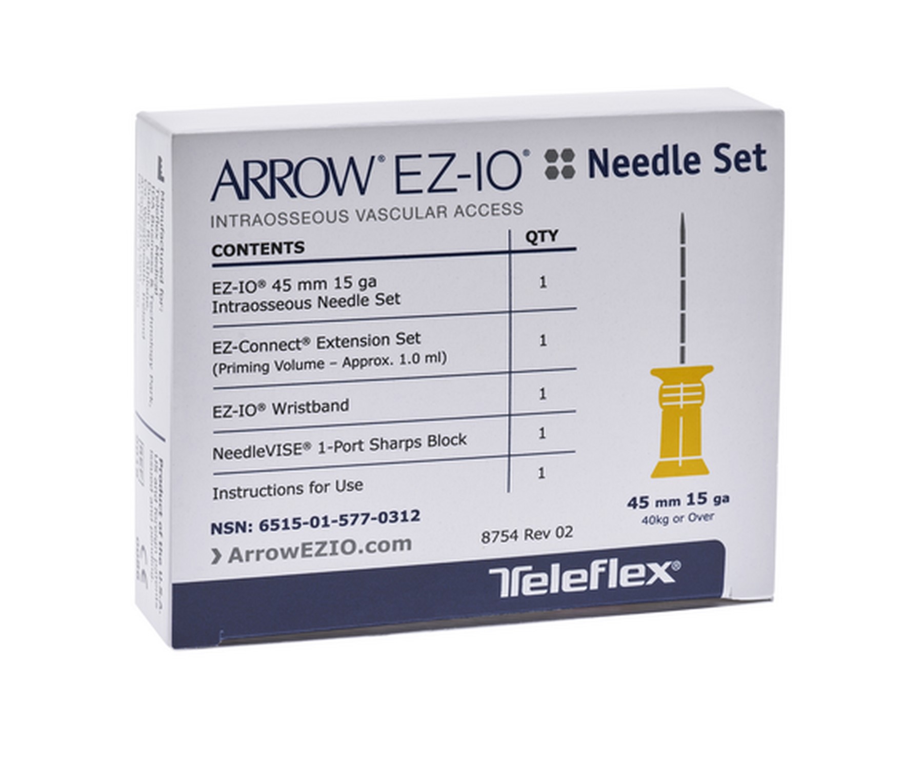 Arrow® EZ-IO® Intraossär-Nadel / Einzel-Nadel Set | Größe: 45 mm / Gelb