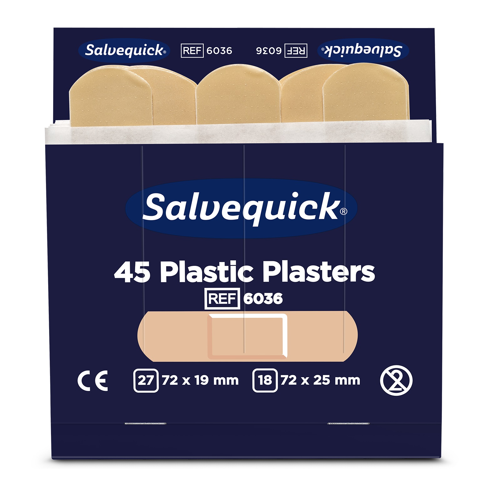 Cederroth® Salvequick® Pflasterstrips REF 6036 | wasserfest | Refill á 45 Stück