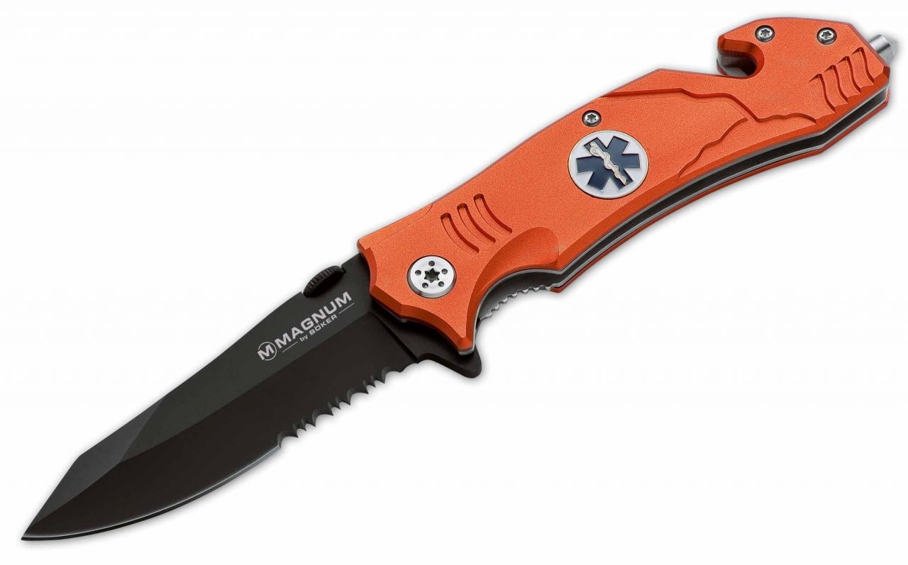 BÖKER Magnum EMS Rescue - Sanitäts Rettungsmesser | Farbe: Schwarz / Orange