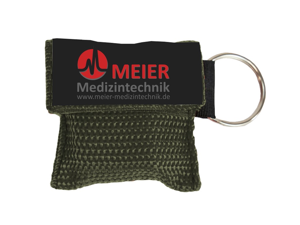 MeierMed AERObag® Beatmungstuch mit Schlüsselanhänger | Farbe: Oliv