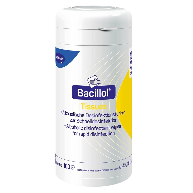 Hartmann Bacillol® Tissues Flächendesinfektionstücher | Spenderdose mit 100 Tüchern