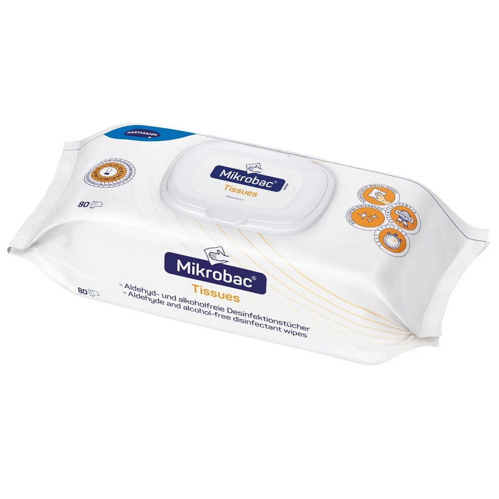 Hartmann Mikrobac® Tissues Schnell-Desinfektionstücher | Packung á 80 Tücher | Flowpack