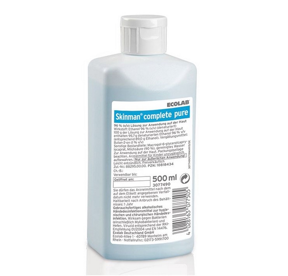 ECOLAB® Skinman™ complete pure Händedesinfektion | 500 ml Flasche