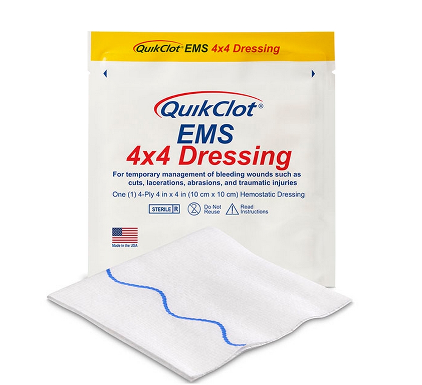 QuikClot® EMS Kompresse / Emergency Dressing™ Hämostyptikum | Größe: 10 x 10 cm