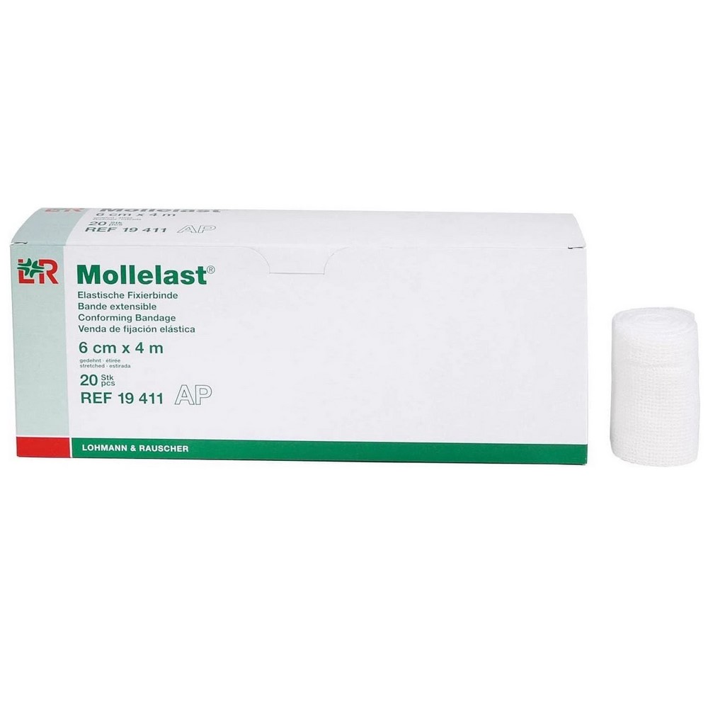 L&R Mollelast® elastische Fixierbinde | Größe: 6 x 4 cm | Packung á 20 Stück