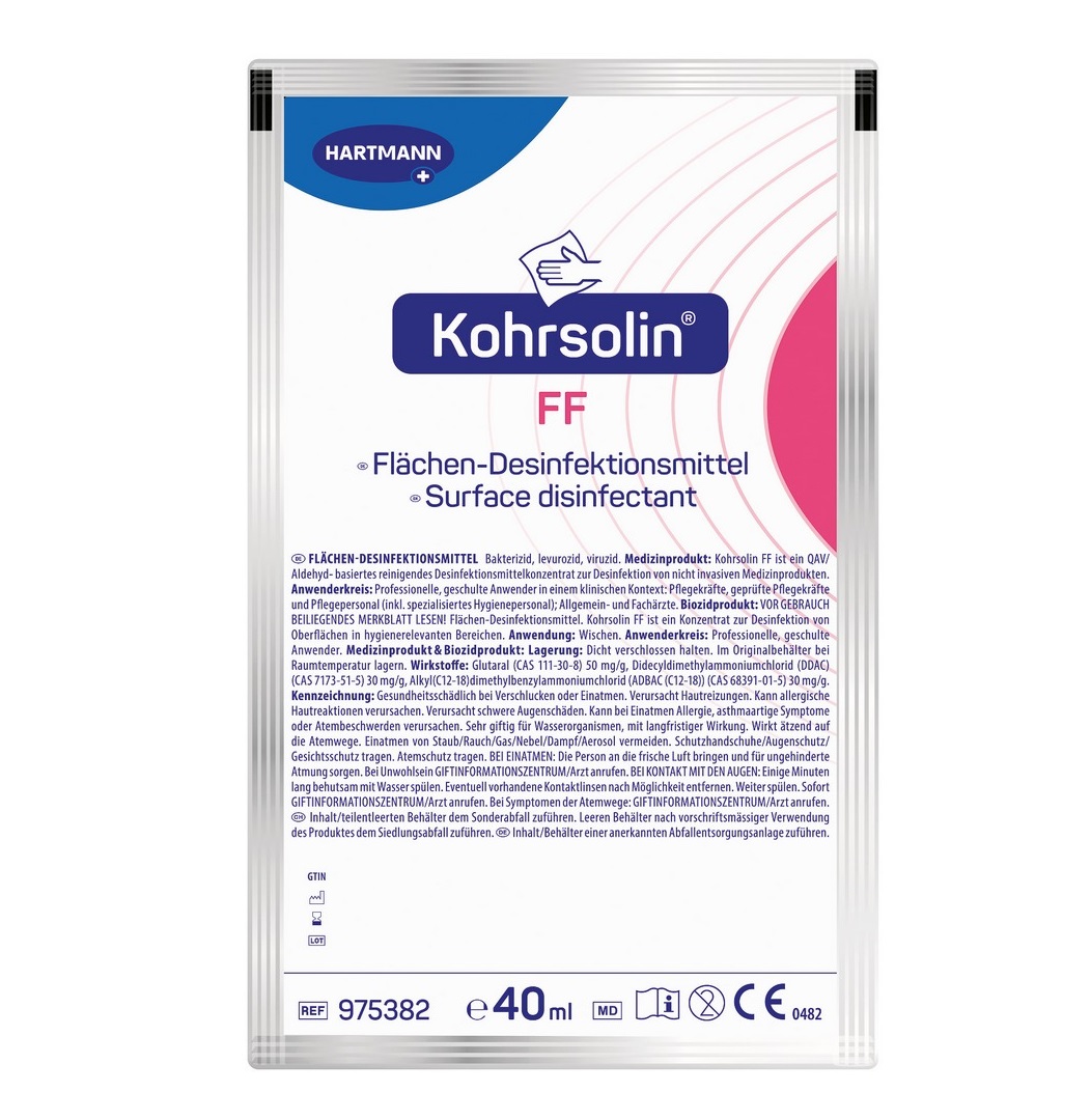 Hartmann Kohrsolin® FF Flächen-Desinfektionsreiniger | 125 x 40 ml Dosierbeutel