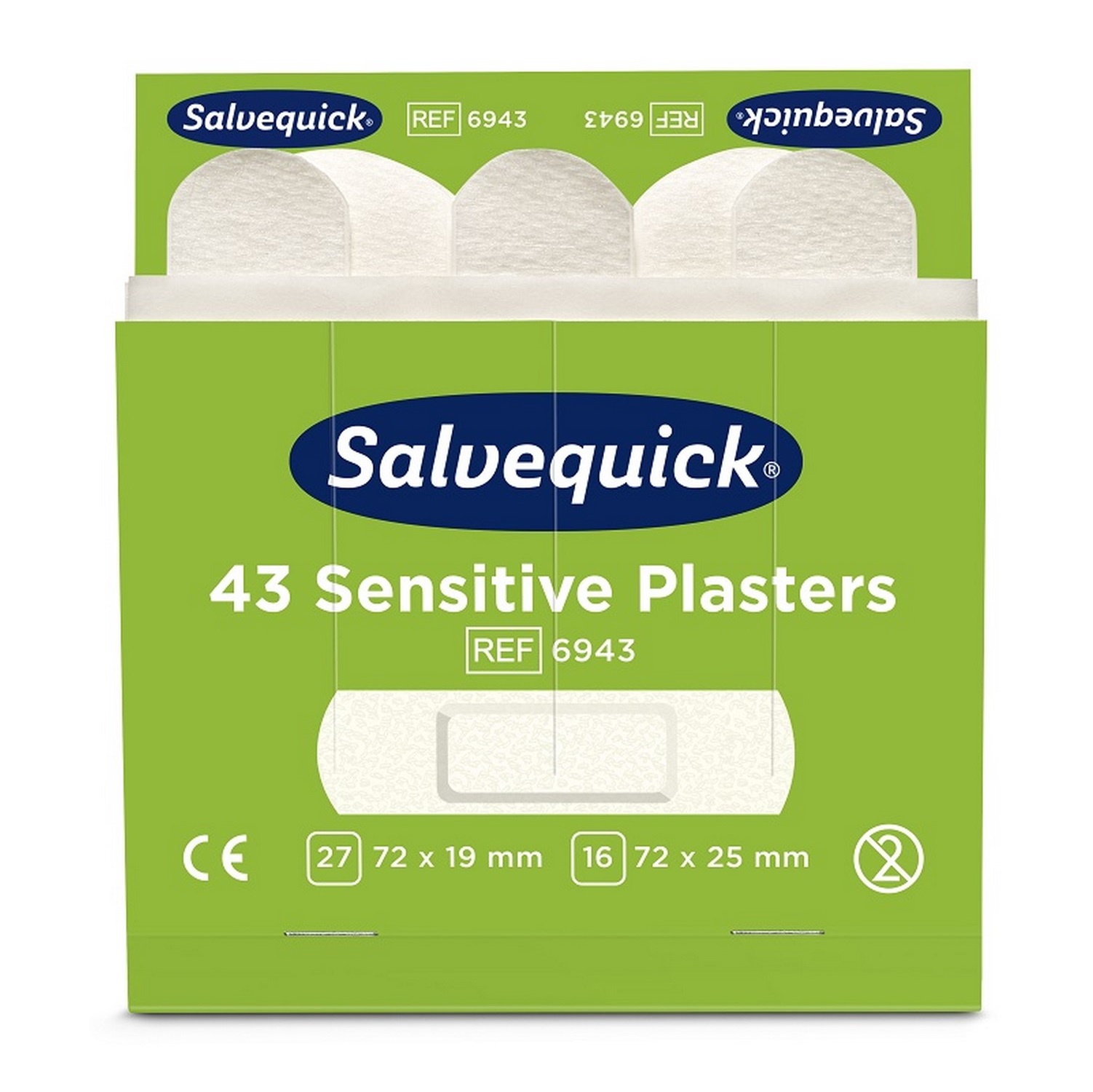 Cederroth® Salvequick® Pflasterstrips REF 6943 | Sensitive Vlies | Refill á 43 Stück