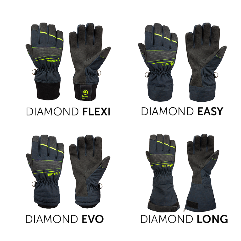 HOLIK DIAMOND® Feuerwehr-Handschuhe mit Stulpenvariante | Farbe: Blau/ Schwarz