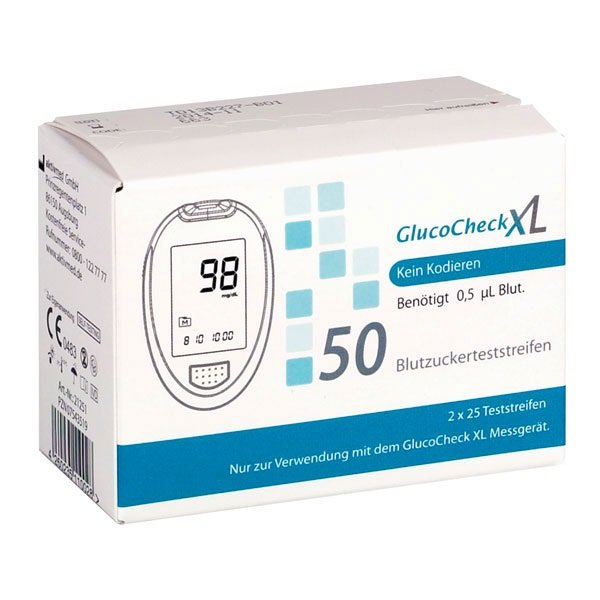 Aktivmed GlucoCheck XL | Teststreifen | Packung mit 2 x 25 Stück