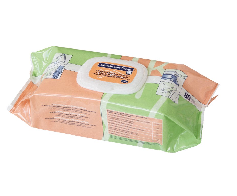 BODE Kohrsolin® extra Tissues Desinfektionstücher | Packung á 80 Tücher | Flowpack