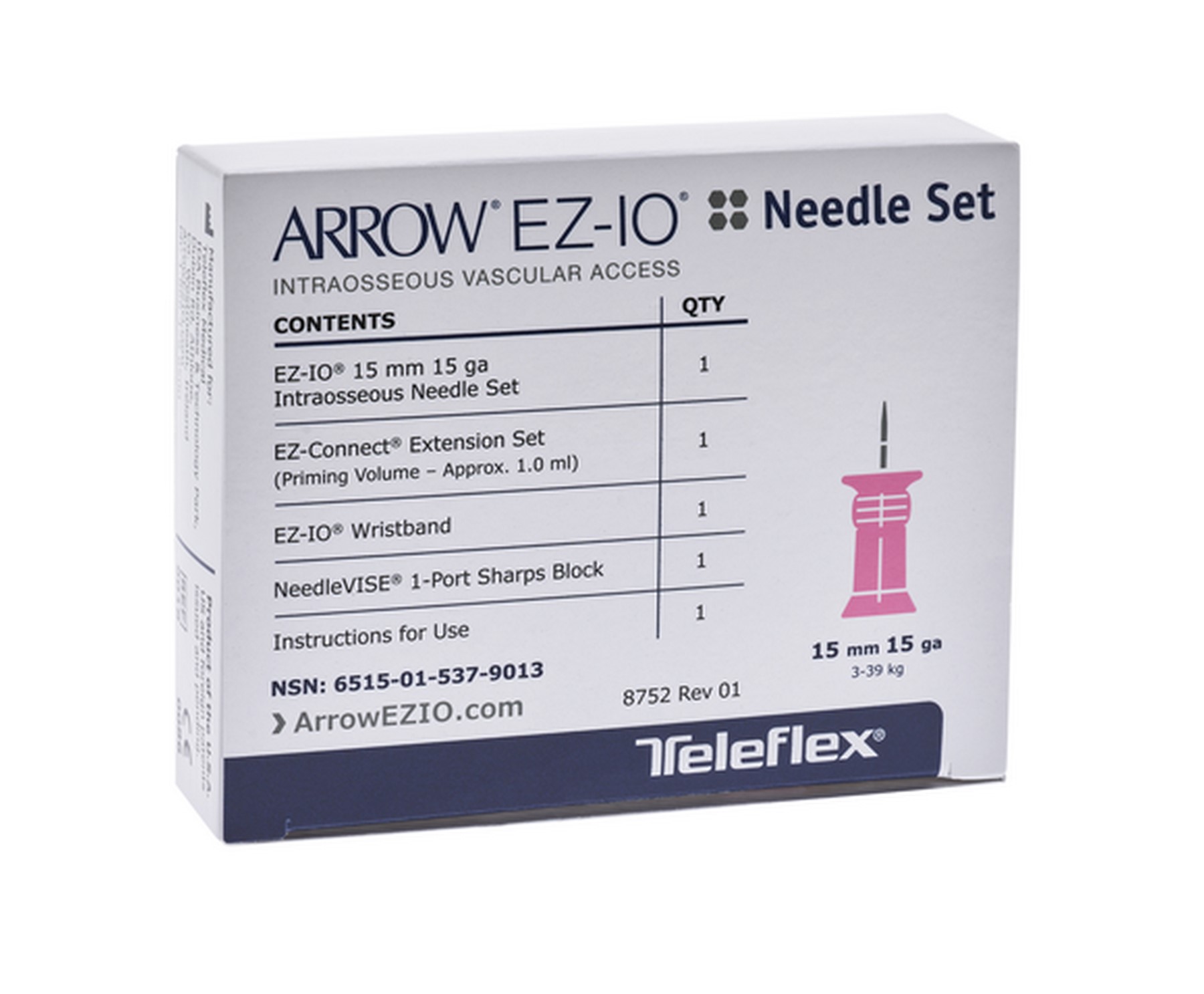 Arrow® EZ-IO® Intraossär-Nadel / Einzel-Nadel Set | Größe: 15 mm / Rosa