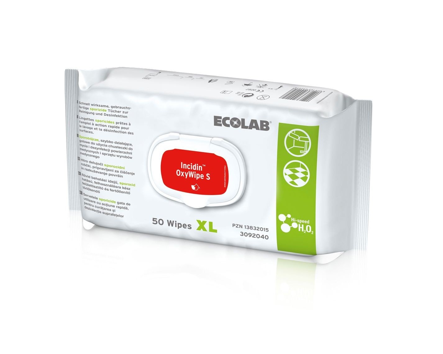 ECOLAB® Incidin™ OxyWipe S XL Desinfektionstücher | Flowpack mit 50 Tücher