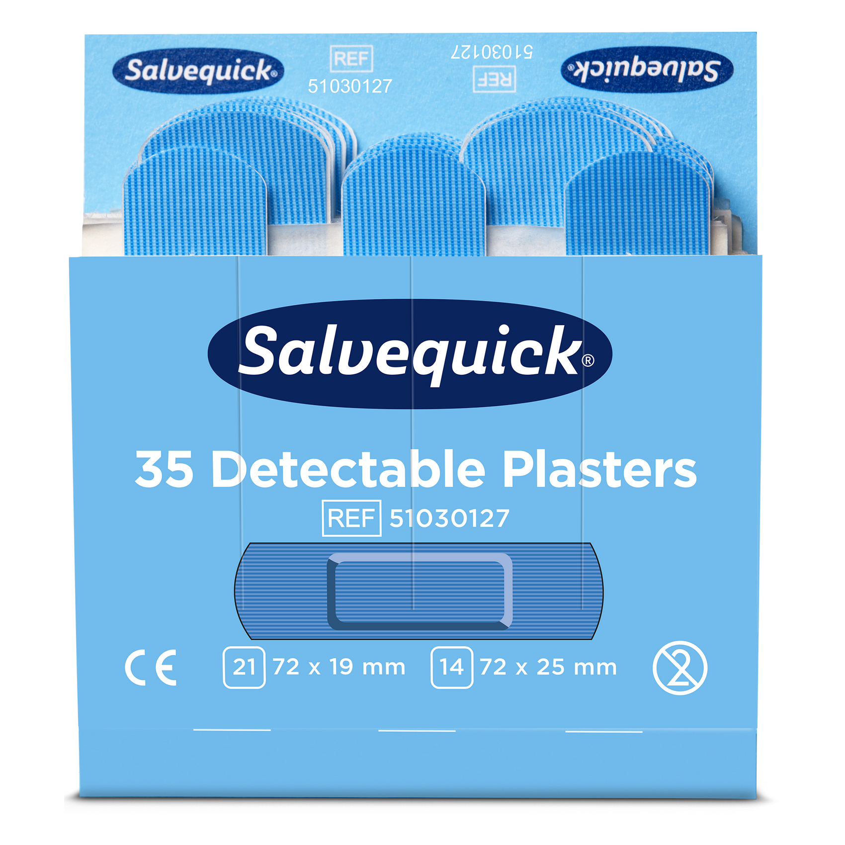 Cederroth® Salvequick® Pflasterstrips REF 51030127 | detektierbar | Refill á 35 Stück