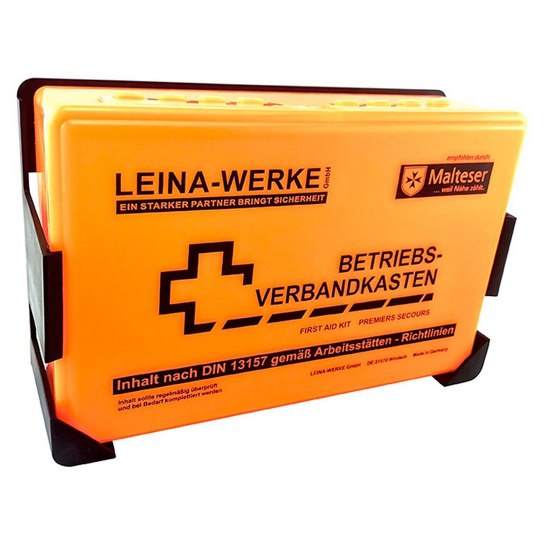 LEINA WERKE Betriebsverbandkasten Klein | DIN 13157 | Farbe: Neonorange