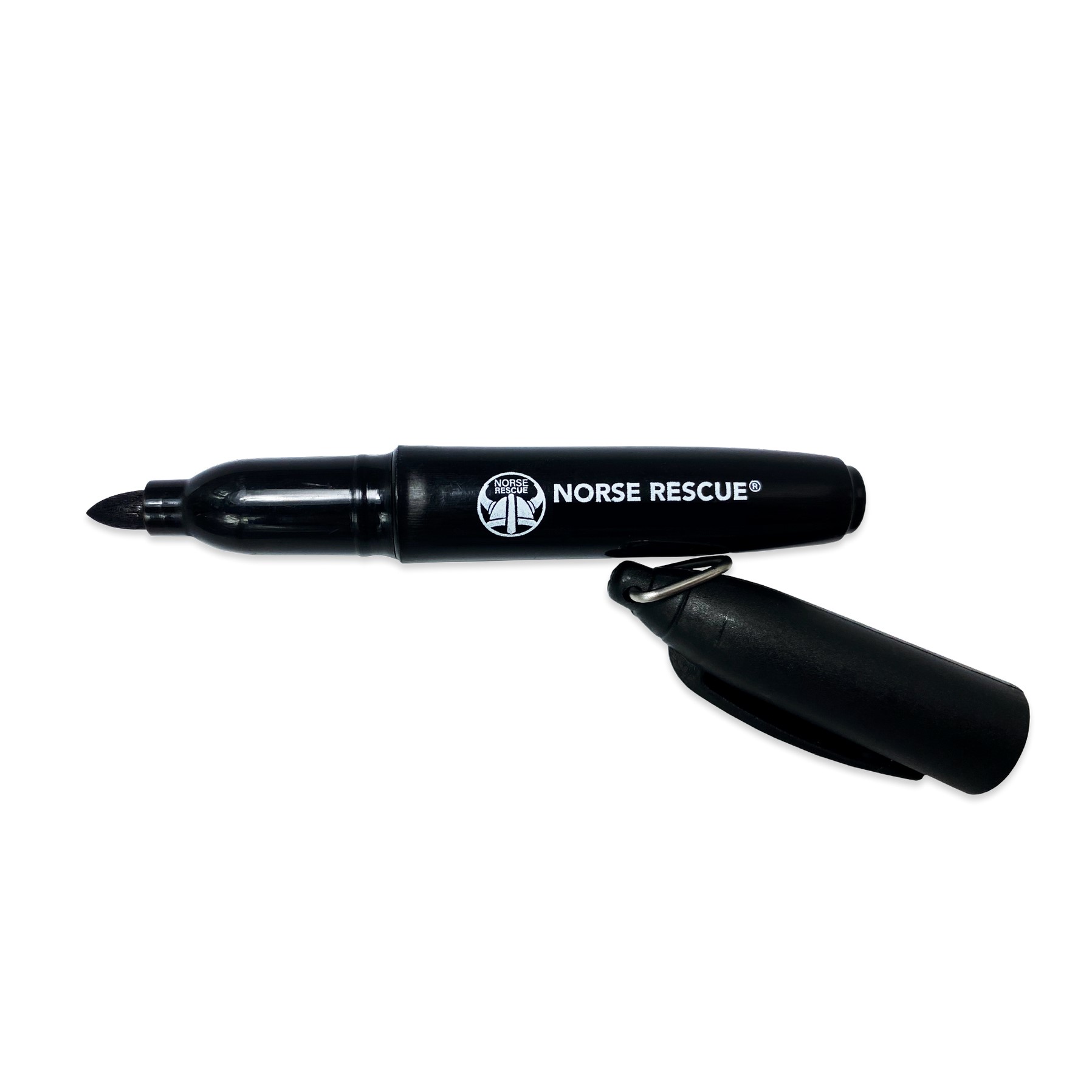 NORSE RESCUE® Permanent Marker mit Haken am Deckel | Farbe: Schwarz