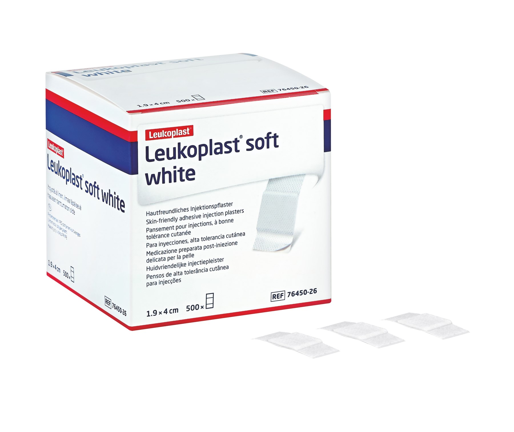 BSN medical® Leukoplast® soft white Injektionspflaster | Größe: 1,9 x 4 cm | Packung á 500 Stück