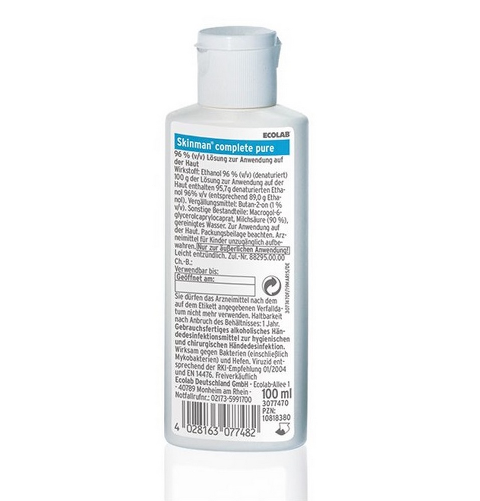 ECOLAB® Skinman™ complete pure Händedesinfektion | 100 ml Flasche