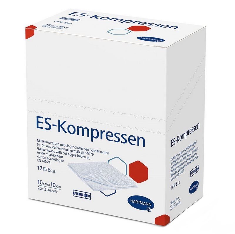 Hartmann ES-Kompressen 8-fach steril | Größe: 10 x 10 cm | Packung á 25 x 2 Stück