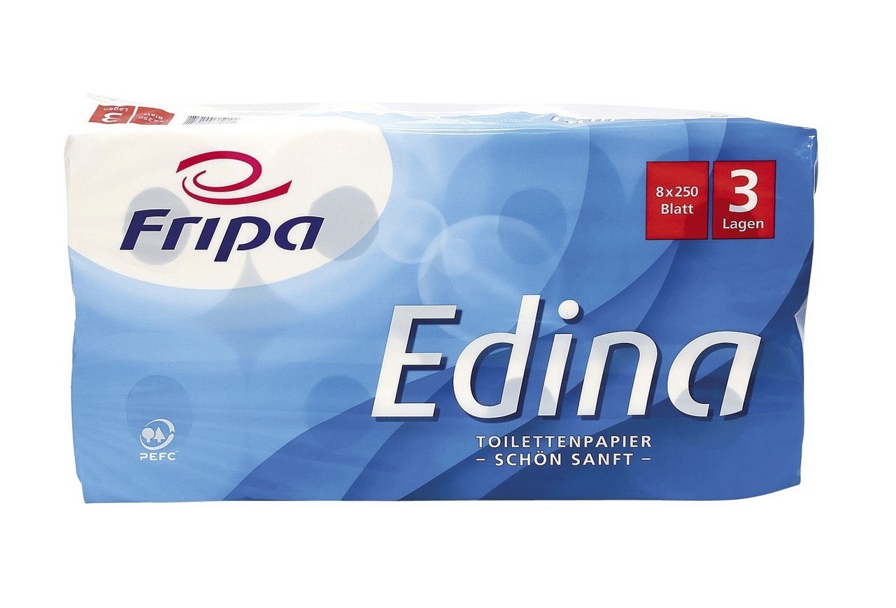 Fripa® Toilettenpapier Edina® 3-lagig | Packung mit 8 Rollen á 250 Blatt