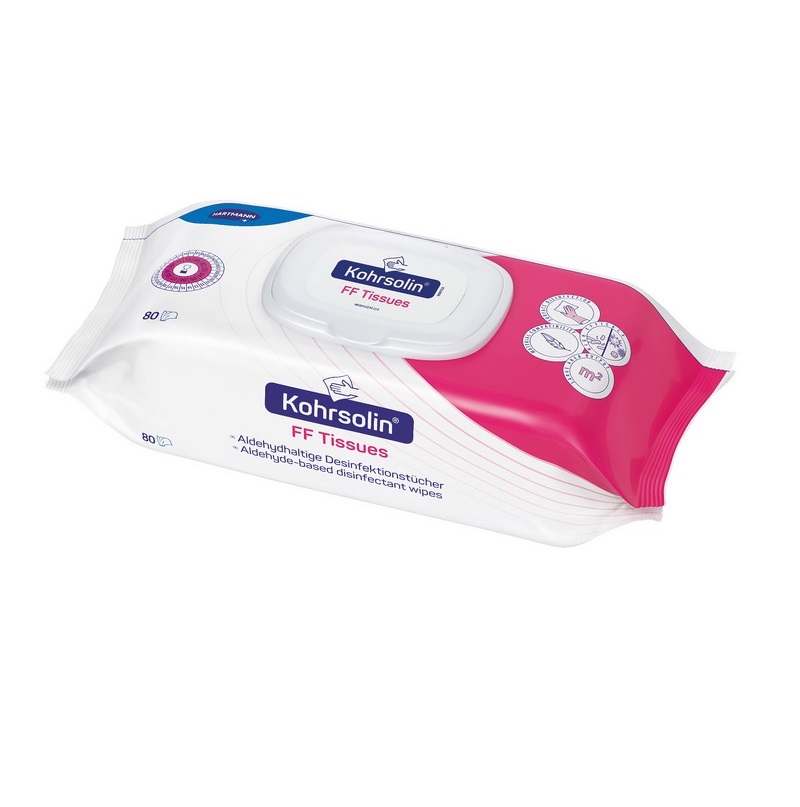 Hartmann Kohrsolin® FF Tissues Desinfektionstücher | Packung á 80 Tücher | Flowpack